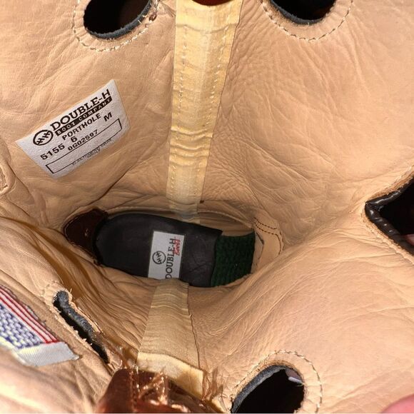 Vtg Double-H Western Cowboy Boots Sz 6 M Bold Stitch Leather Thick Sole USA Made - Picture 5 of 12